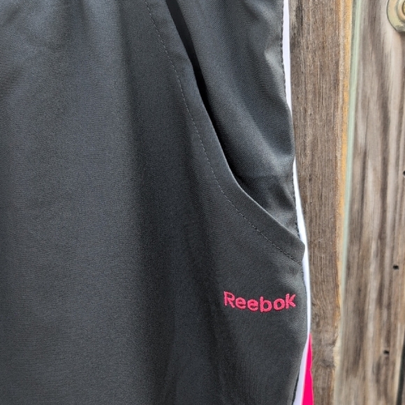Reebok Black Pants with Pink and White Stripes - Picture 2 of 4